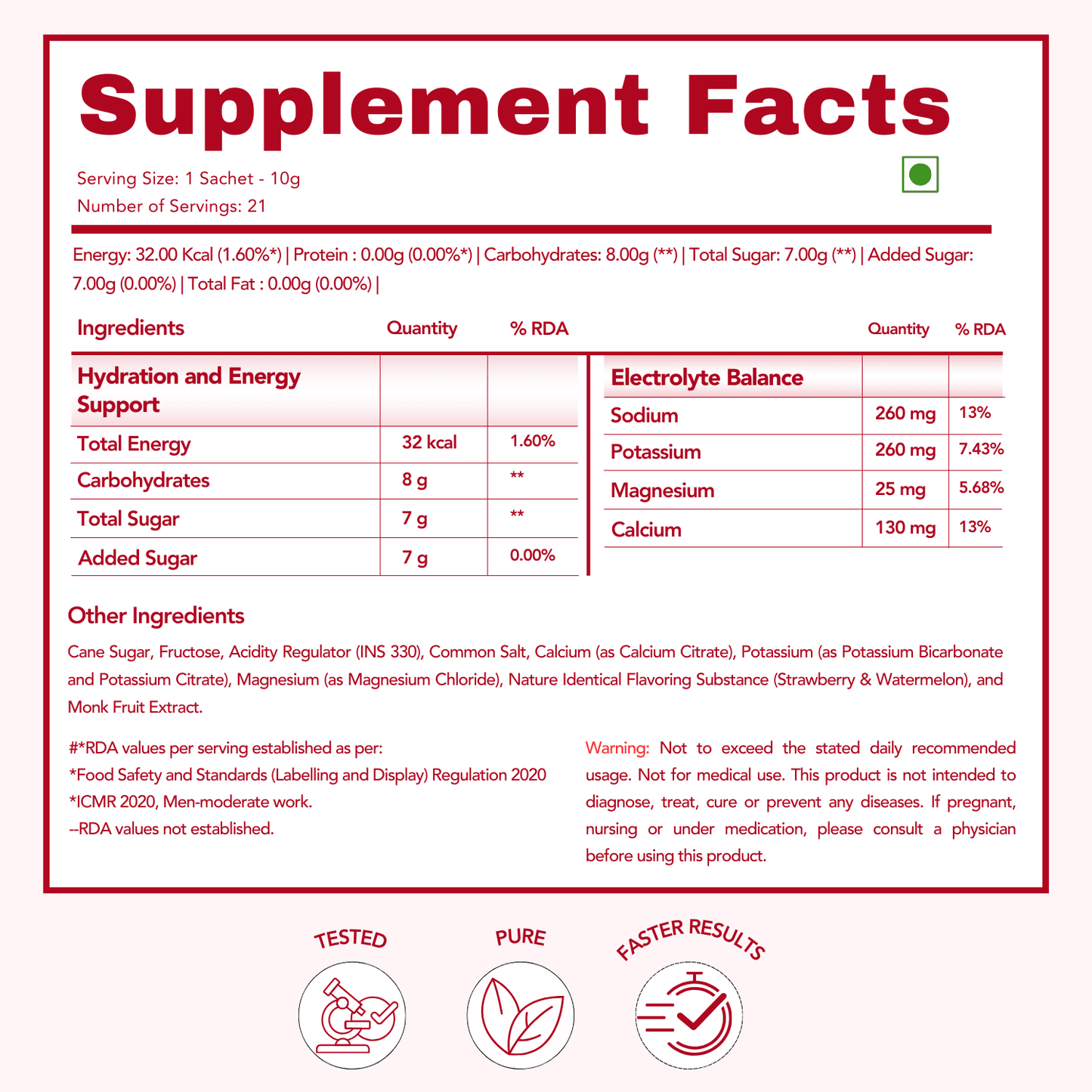 WishNew Wellness Hydrafuel Instant Energy Drink Mix Sachet Strawberry & Watermelon (10gm Each)