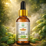 Bhudevam Naturals Khadi Basil Essential Oil for Hair Care, Aromatherapy, Stress Relief, Diffuser, Massage & Skin Care - 15ml