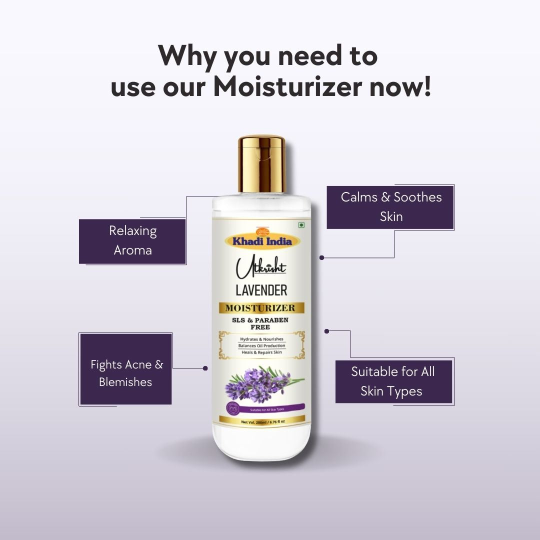 Utkrisht Khadi Pure Lavender Face Moisturizer | Soothing, Hydrating & Non-Greasy Face Cream