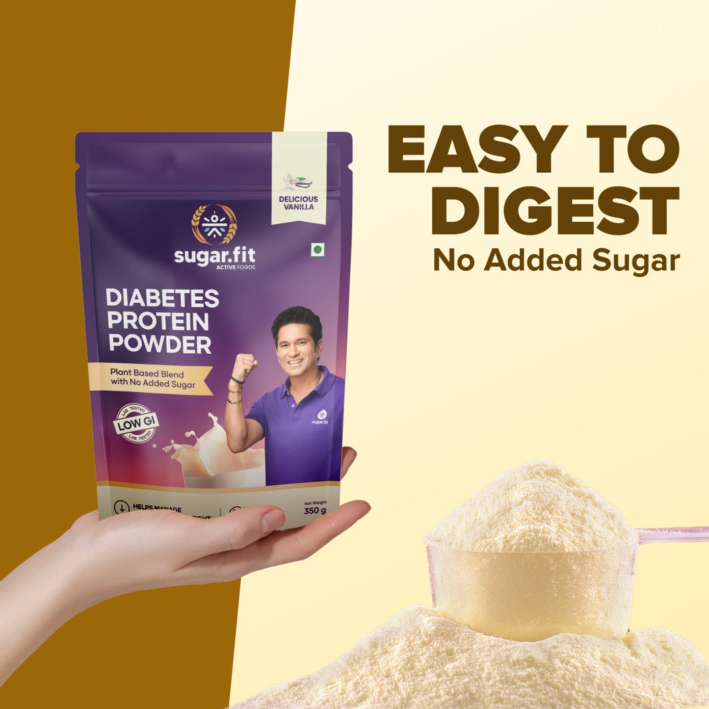 Sugar.Fit Diabetes Protein Care Powder Vanilla - 350gm