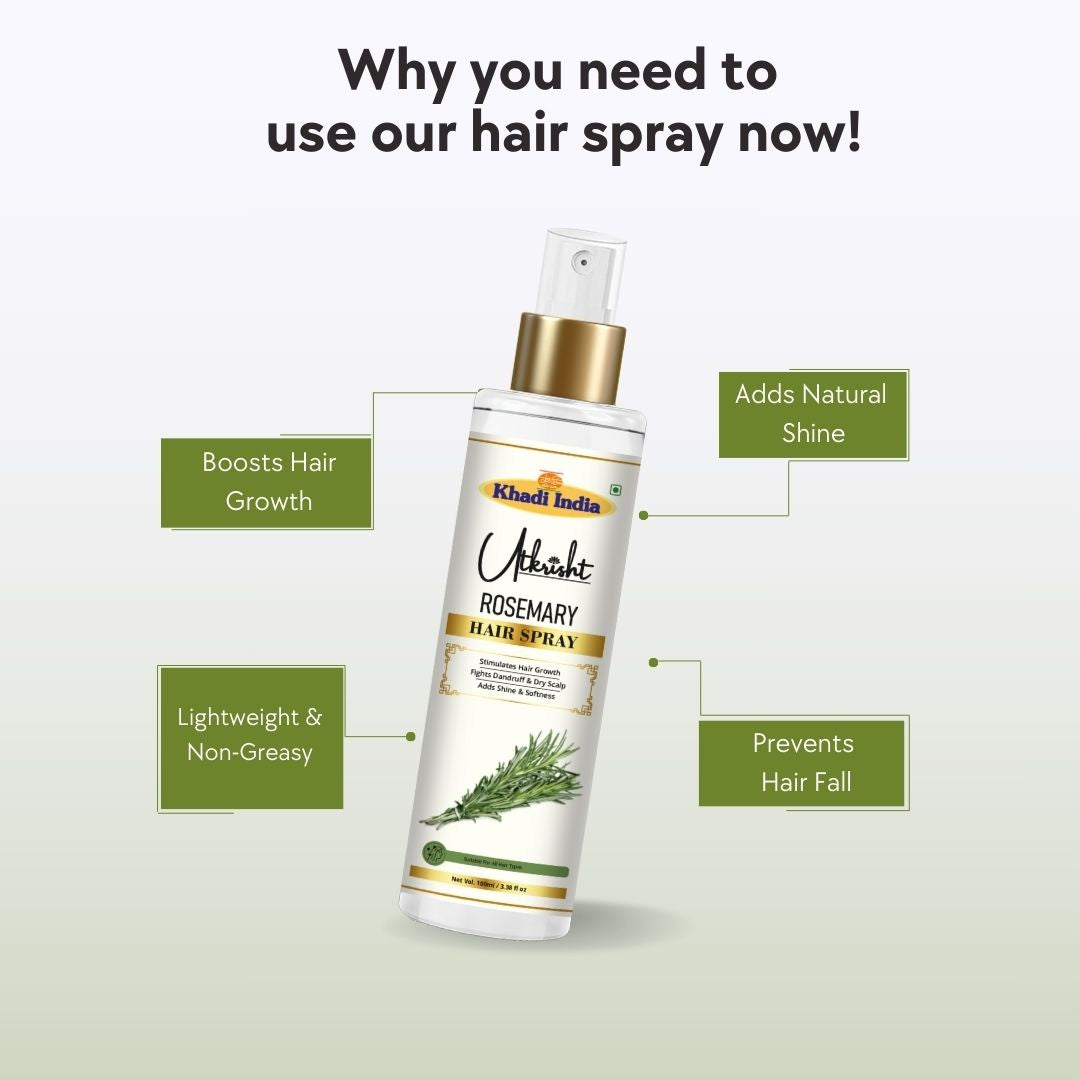 Utkrisht Khadi Pure Rosemary Hair Spray | Refreshing Scalp Tonic Spray for Hair Growth & Hair Fall Control