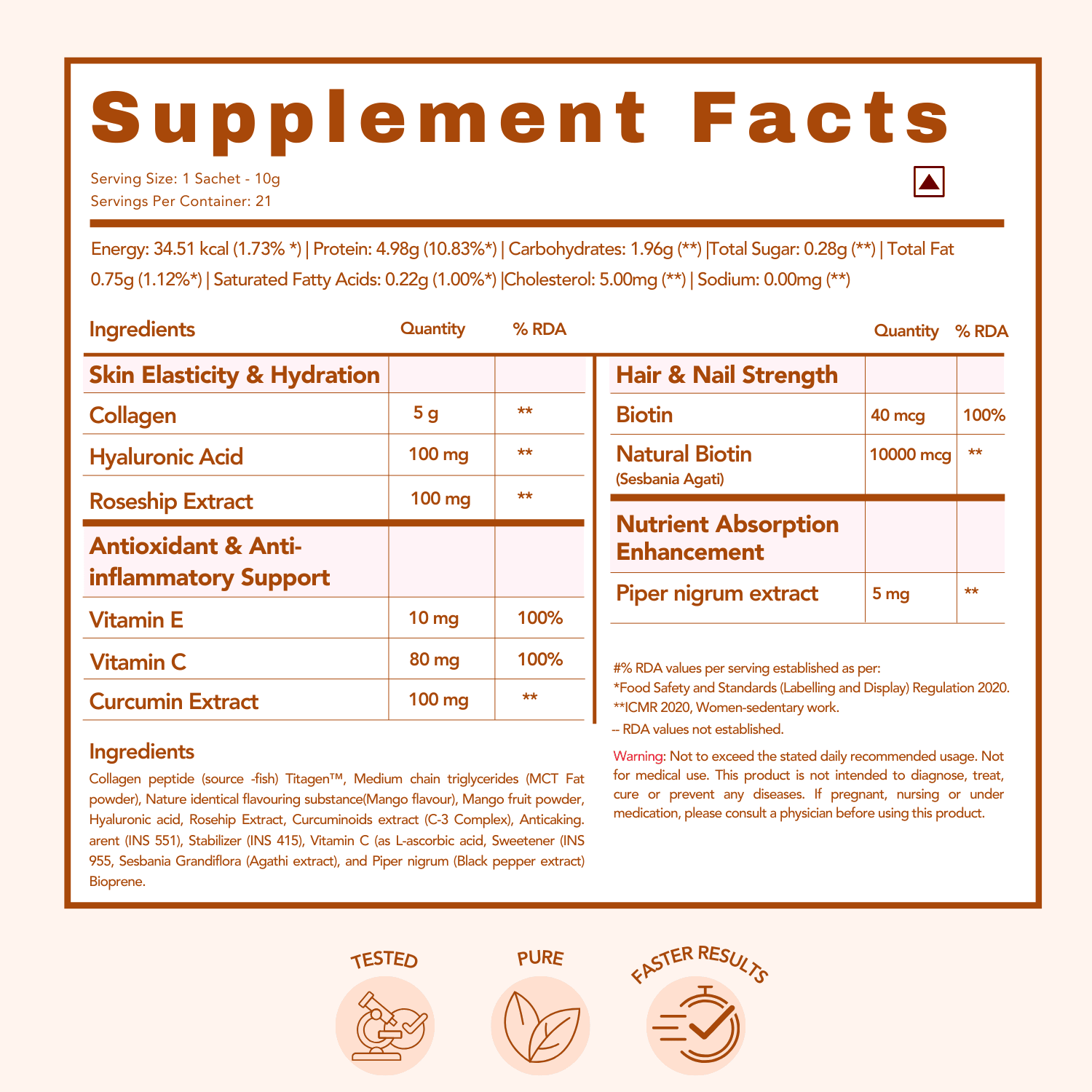 Wishnew Wellness Beauty Collagen Complex Sachet - Mango - (10gm Each)