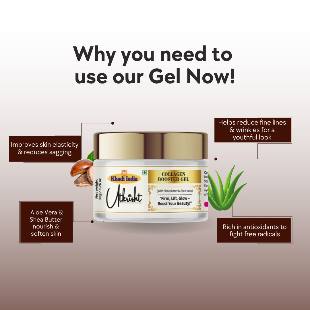 Khadi Collagen Booster Face Gel | Skin Firming & Hydrating Gel for Smooth, Supple & Youthful-Looking Skin | Daily Moisturizing Face Gel | Lightweight & Non-Sticky | 50 gm