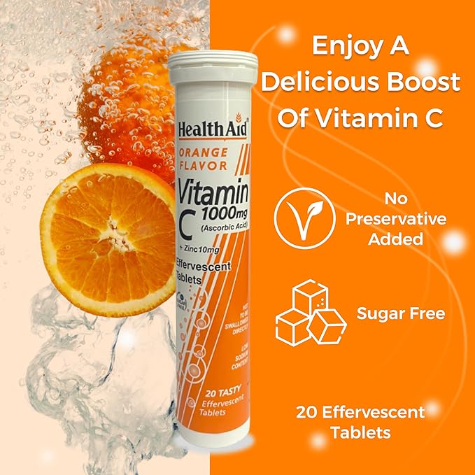 HealthAid Vitamin C 1000mg Effervescent Tablet Orange - 20 Effervescent Tablet