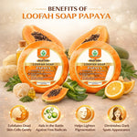 Bhudevam Naturals Khadi Papaya Loofah Soap – Natural Exfoliating Bath Soap for Glowing & Smooth Skin- 250GM (Pack of 2)