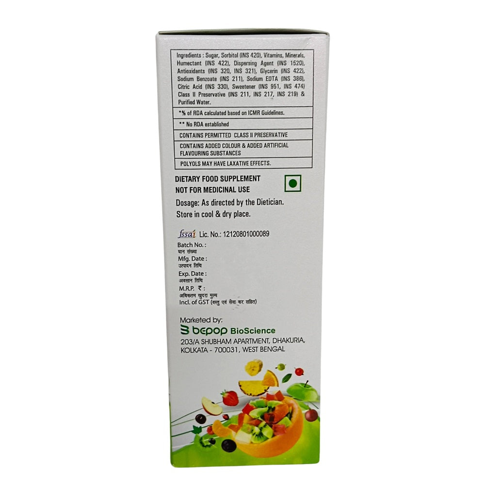 Nutrijuven-MV Syrup (200ml Each) Sugar Free Mix Fruit