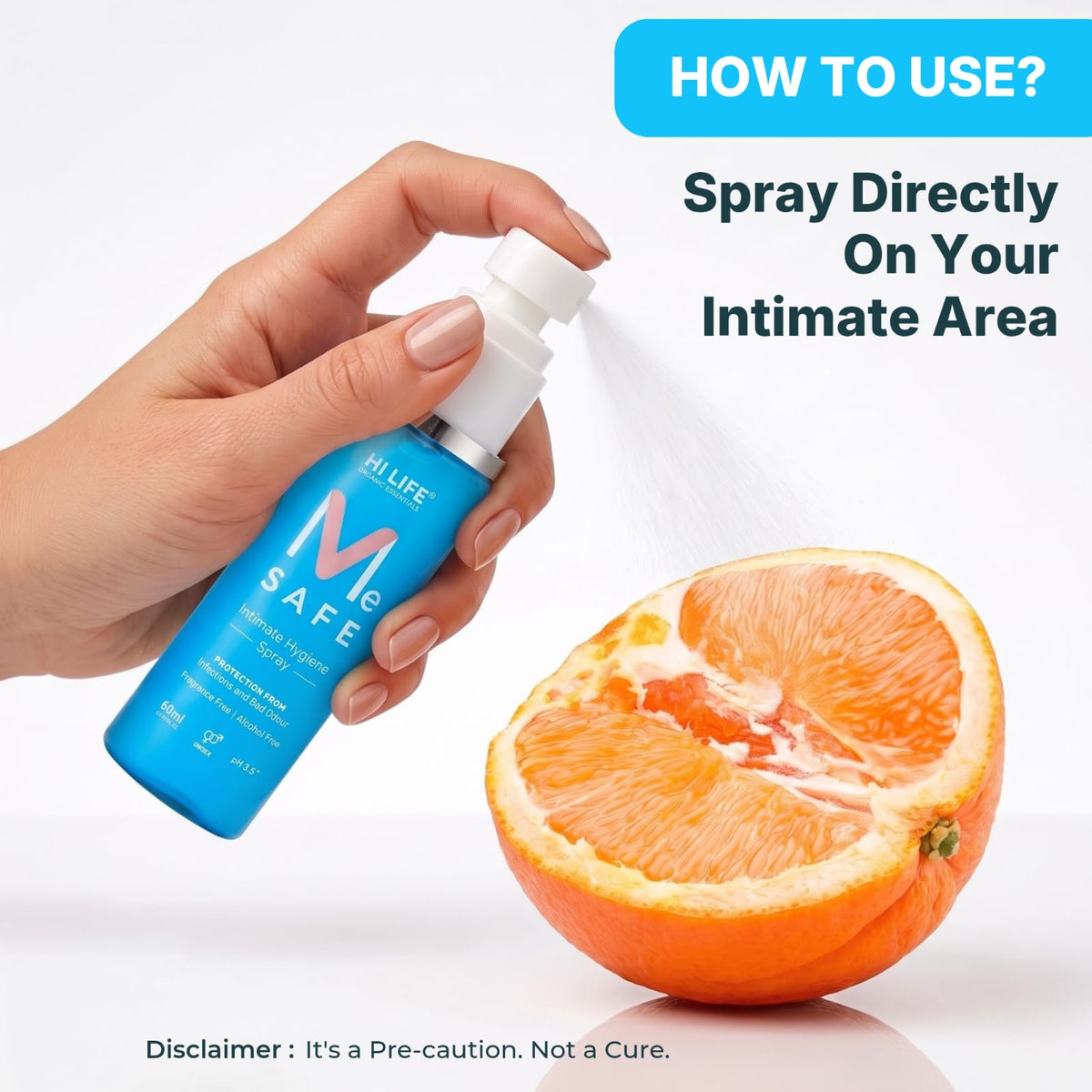 Hi Life Me Safe Intimate Hygiene Spray | On-the-Go Antimicrobial & pH-Balancing Intimate Cleansing Spray (60 ml)