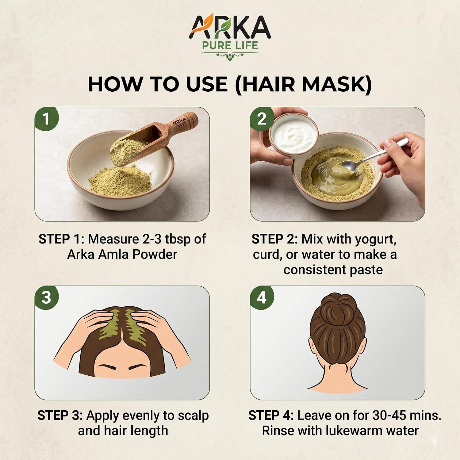 Arka Pure Life Organic Amla Powder for Hair – Herbal Hair Care Powder for Scalp Care, Strength & Healthy-Looking Hair – 200g