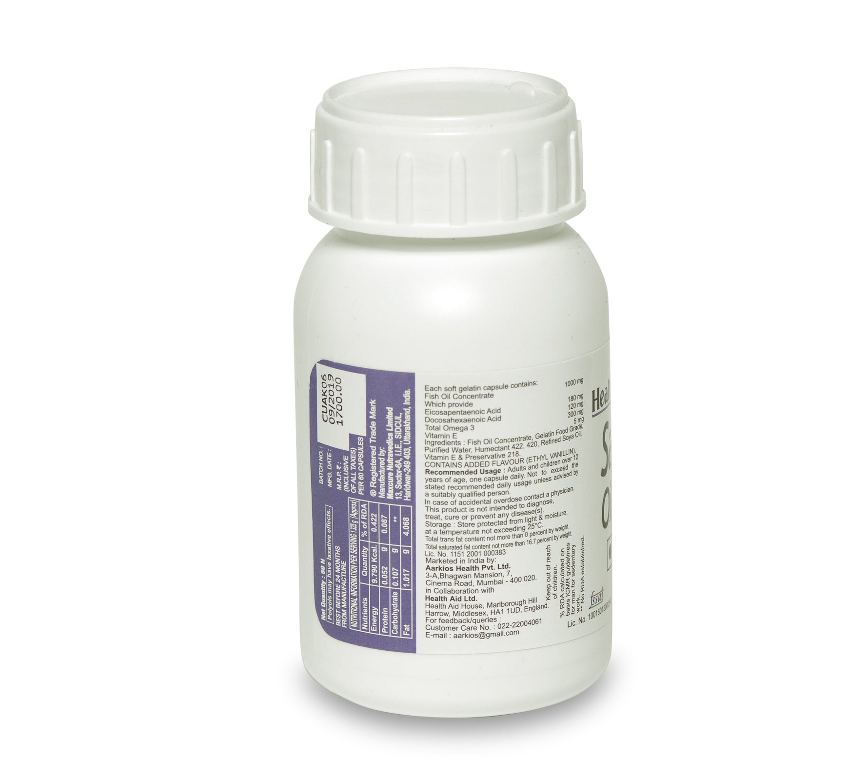 HealthAid Salmon Oil 1000mg Capsule - 60 Capsule