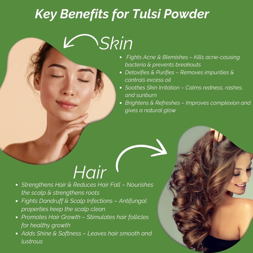 Khadi Tulsi Powder for Face & Hair | 100% Natural Holy Basil Powder | Acne, Blemish & Oil Control Care | Helps Purify Skin & Nourish Scalp | Herbal Face & Hair Pack | For All Skin & Hair Types | 100 gm