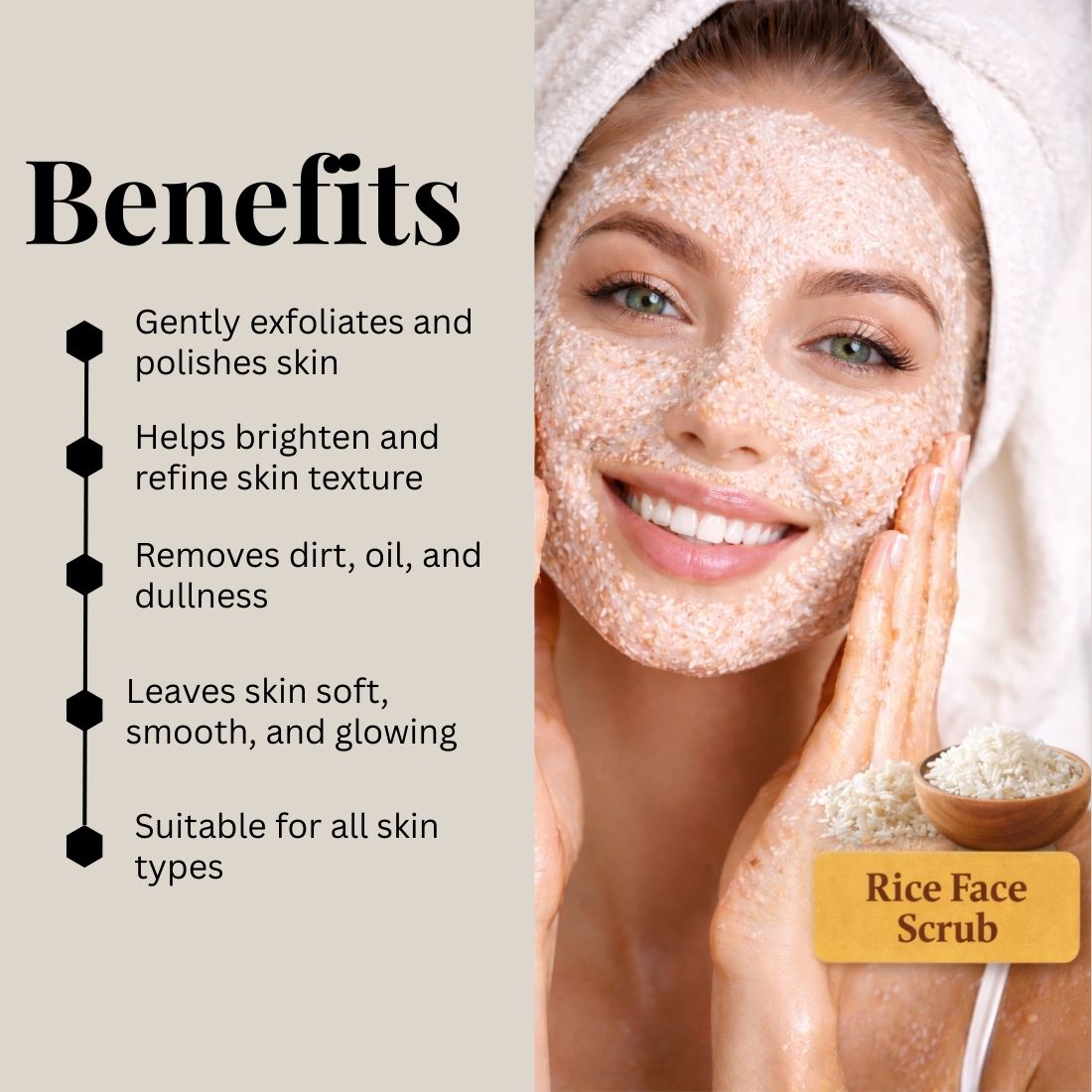 Kayee Ayurveda Rice Face Scrub for Men & Women | Herbal Facial Exfoliating Scrub for Deep Cleansing, Dead Skin Removal & Skin Smoothing | Helps Remove Excess Oil & Impurities | Suitable for Regular Skincare Routine