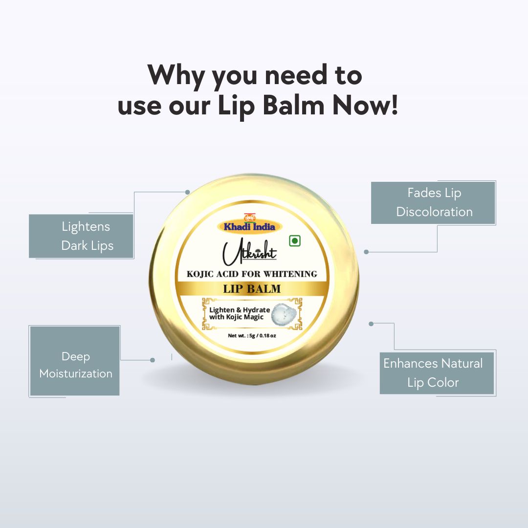Khadi Kojic Lip Balm for Dark & Dry Lips | Moisturizing Lip Care | Helps Improve the Appearance of Uneven Lip Tone & Chapping | 5 gm