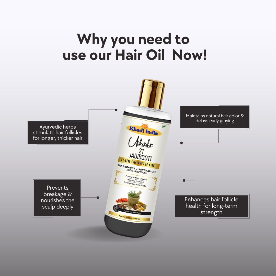 Utkrisht Khadi 21 Jadibooti Hair Oil | For Hair Growth, Hair Fall Control & Scalp Nourishment