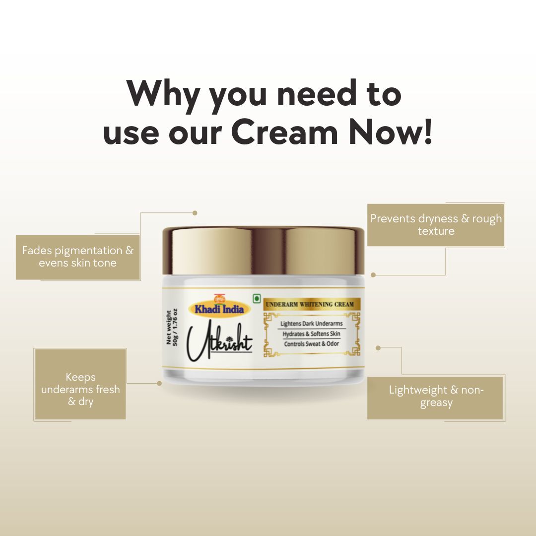 Khadi Essentials Underarm Whitening & Brightening Cream (50g) | Reduces Dark Spots, Odour & Uneven Tone
