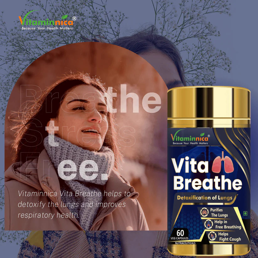 Vitaminnica Vita Breathe Lung Detox Capsules - Respiratory Support & Lung Detox Cleanse, 60 Veg Count