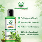 Bhudevam Naturals Khadi Neem Tulsi Face Wash for Oily & Acne-Prone Skin - 420ML (Pack of 2)
