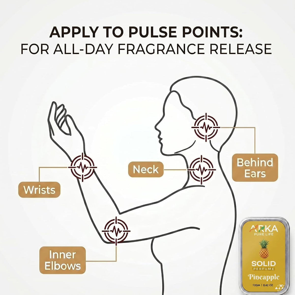 Arka Pure Life Premium Pineapple Solid Perfume – Fruity Fragrance Balm for Men & Women, Compact & Travel-Friendly – 12g