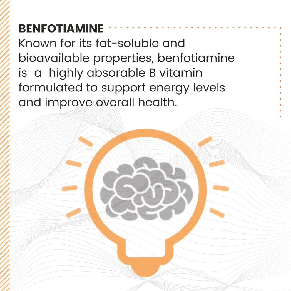 Raskam Benfotiamine+ 600mg Capsules - Antioxidant & Energy Support - Promotes Nerve Health & Metabolic Function - Nutraceutical Supplement 100-Capsules
