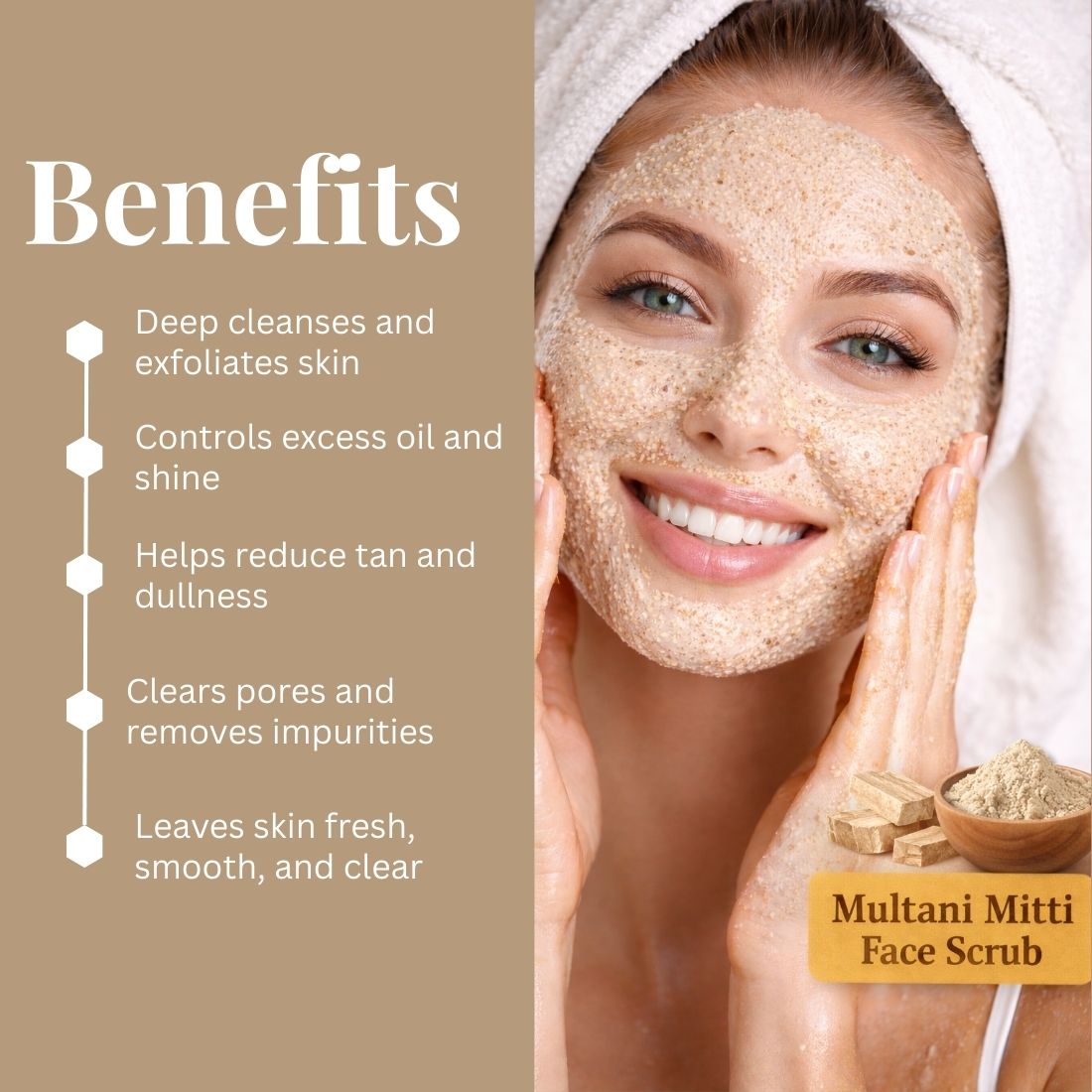 Kayee Ayurveda Multani Mitti Face Scrub for Deep Cleansing & Exfoliation | Herbal Fuller’s Earth Facial Scrub for Removing Dead Skin Cells, Excess Oil & Impurities | Helps Leave Skin Smooth, Soft, Fresh & Naturally Radiant
