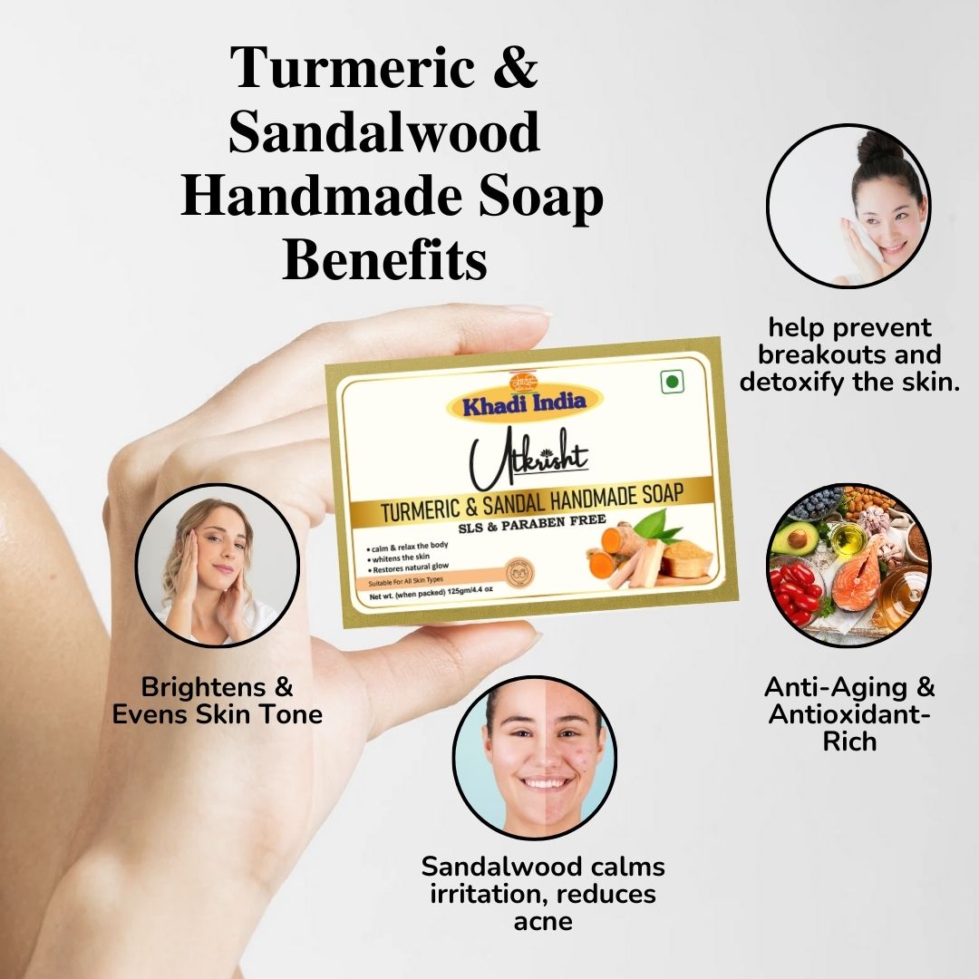 Utkrisht Khadi Turmeric Sandal Soap (125g)