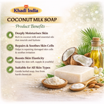 Bhudevam Naturals Khadi Handmade Coconut Milk Bath Soap for Dry Skin, Deep Nourishment & Glow- 500GM (Pack of 4)