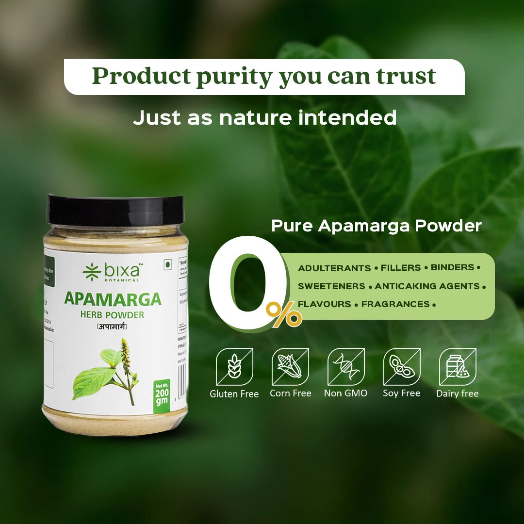 Bixa Botanical Apamarga Herb Powder (Achyranthes Aspera) | Pure Chaff Flower Powder for Weight Management, Kidney & Urinary Care (200g)