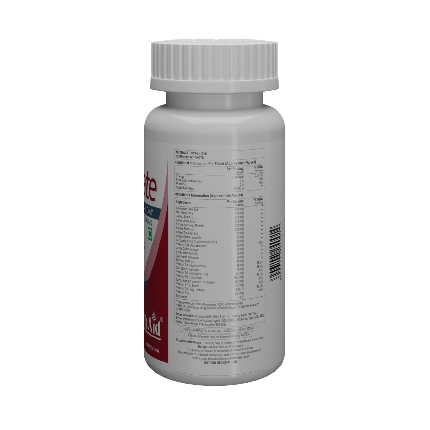 HealthAid Glucobate Vegetarian Tablet - 60 Tablets