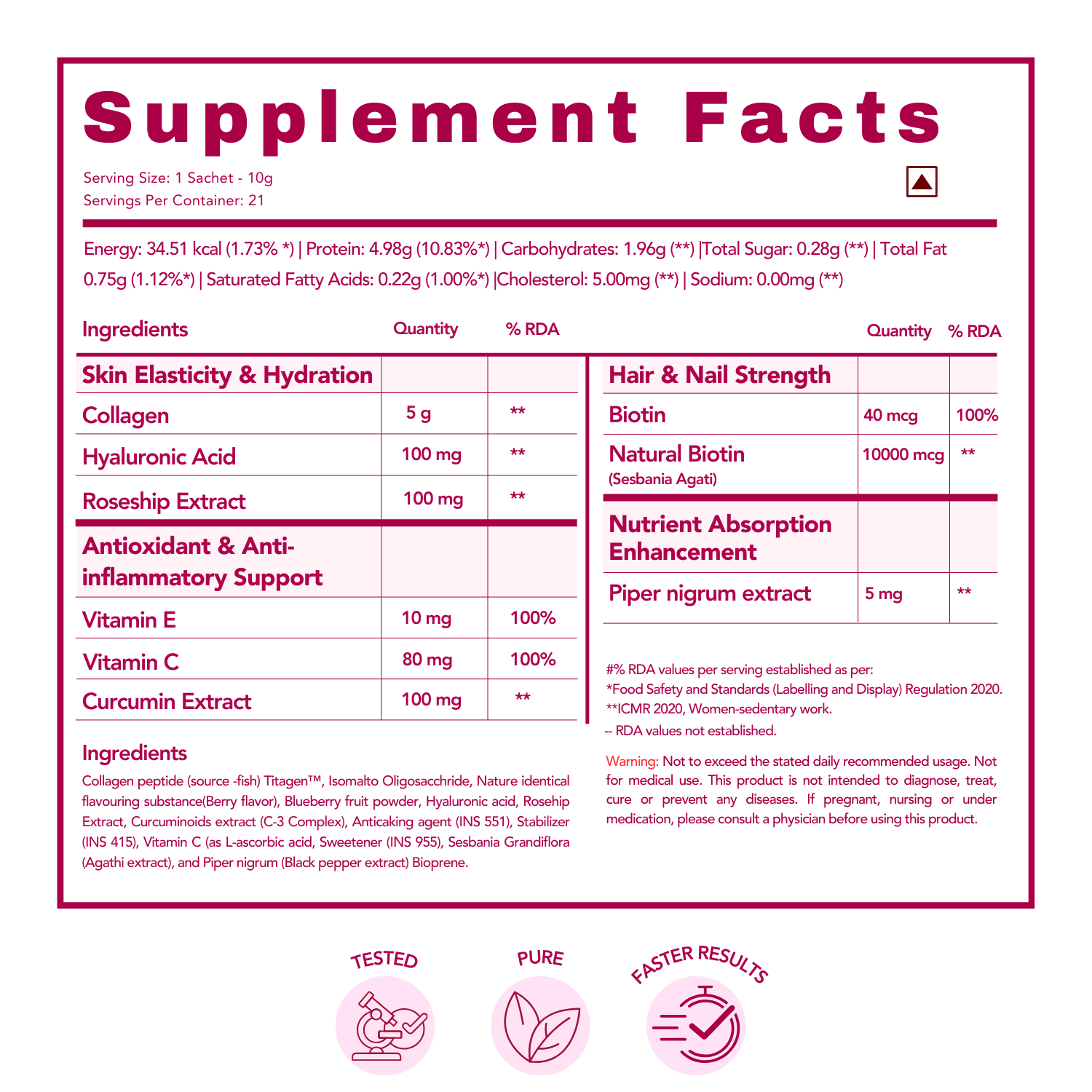 Wishnew Wellness Beauty Collagen Complex Sachet - Blueberry - (10gm Each)