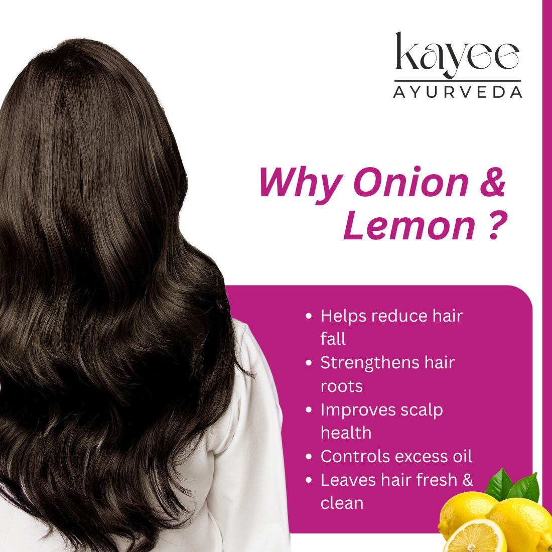 Kayee Ayurveda Onion With Lemon Shampoo for Hair Growth & Hair Fall Care | Herbal Hair Shampoo with Onion & Lemon for Scalp Cleansing, Hair Nourishment, Oil Control, Freshness, Smoothness & Natural Shine | 210 ml