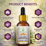 Bhudevam Naturals Khadi Lavender Essential Oil for Aromatherapy, Stress Relief, Skin & Hair Care, Diffuser, Sleep Support & Massage - 15ml