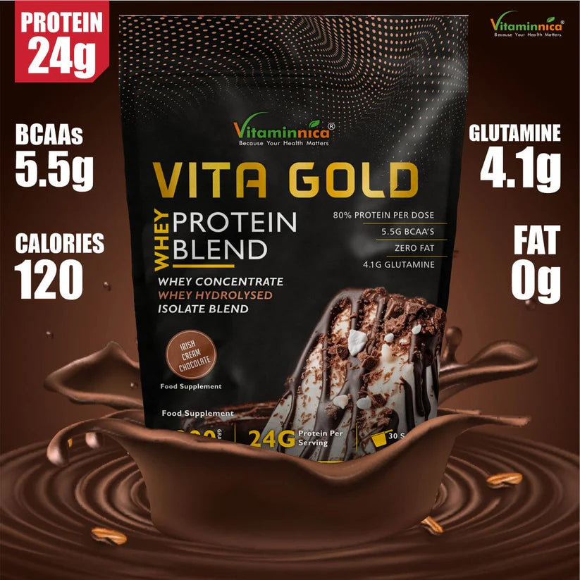 Vitaminnica Vita Gold Whey Protein Blend - Irish Chocolate Powder, 900g, 30 Servings
