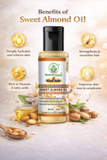 Bhudevam Naturals Khadi Sweet Almond Oil – Pure Natural Carrier Oil for Skin, Hair & Body Massage- 100ML