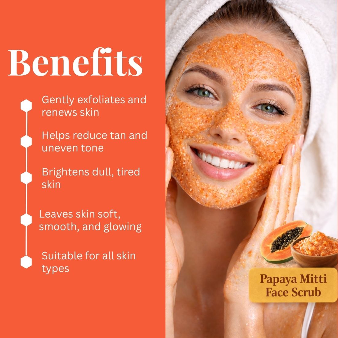 Kayee Ayurveda Papaya Herbal Face Scrub | Papaya Facial Exfoliator for Deep Cleansing, Skin Polishing & Removing Dull Surface Buildup | Helps Improve the Appearance of Uneven & Dull-Looking Skin | Suitable for Regular Skincare