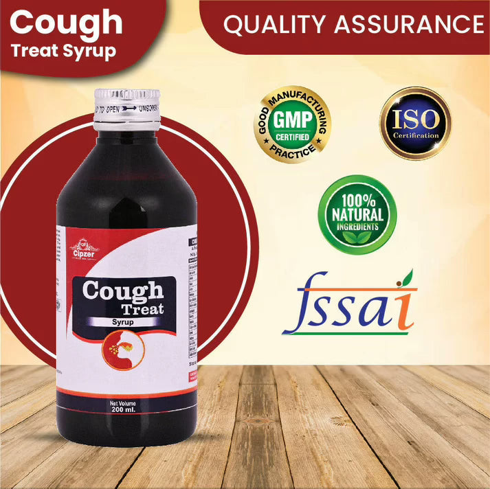 Cipzer Cough Treat Syrup - 200ml | Natural Relief for Cough, Cold, Chest Congestion & Sore Throat