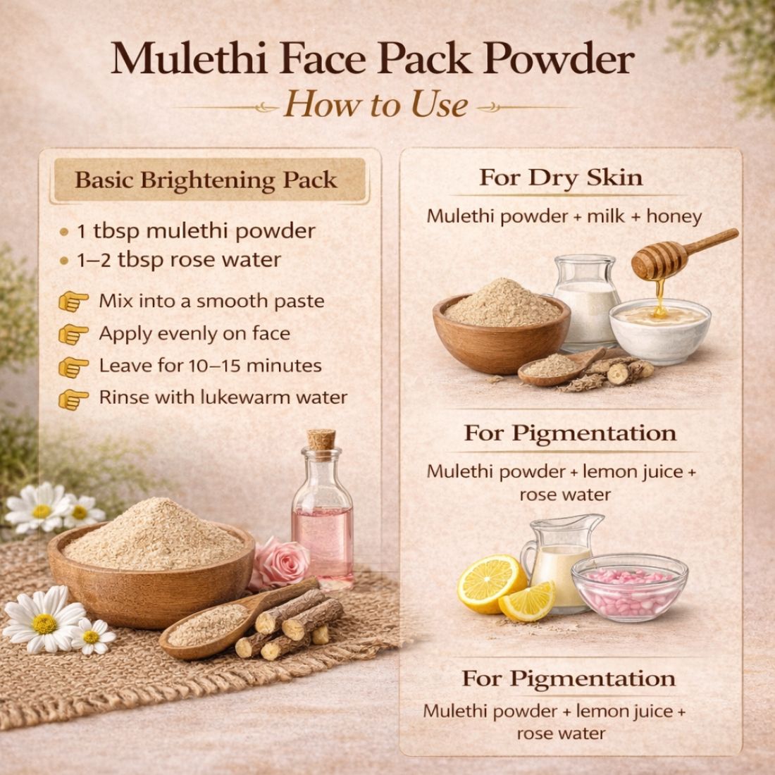 Kayee Ayurveda Mulethi Face Powder for Glowing Skin | Herbal Licorice Powder for Face | Natural Facial Powder for Skin Care | Helps Refresh & Brighten Looking Skin | 100 g