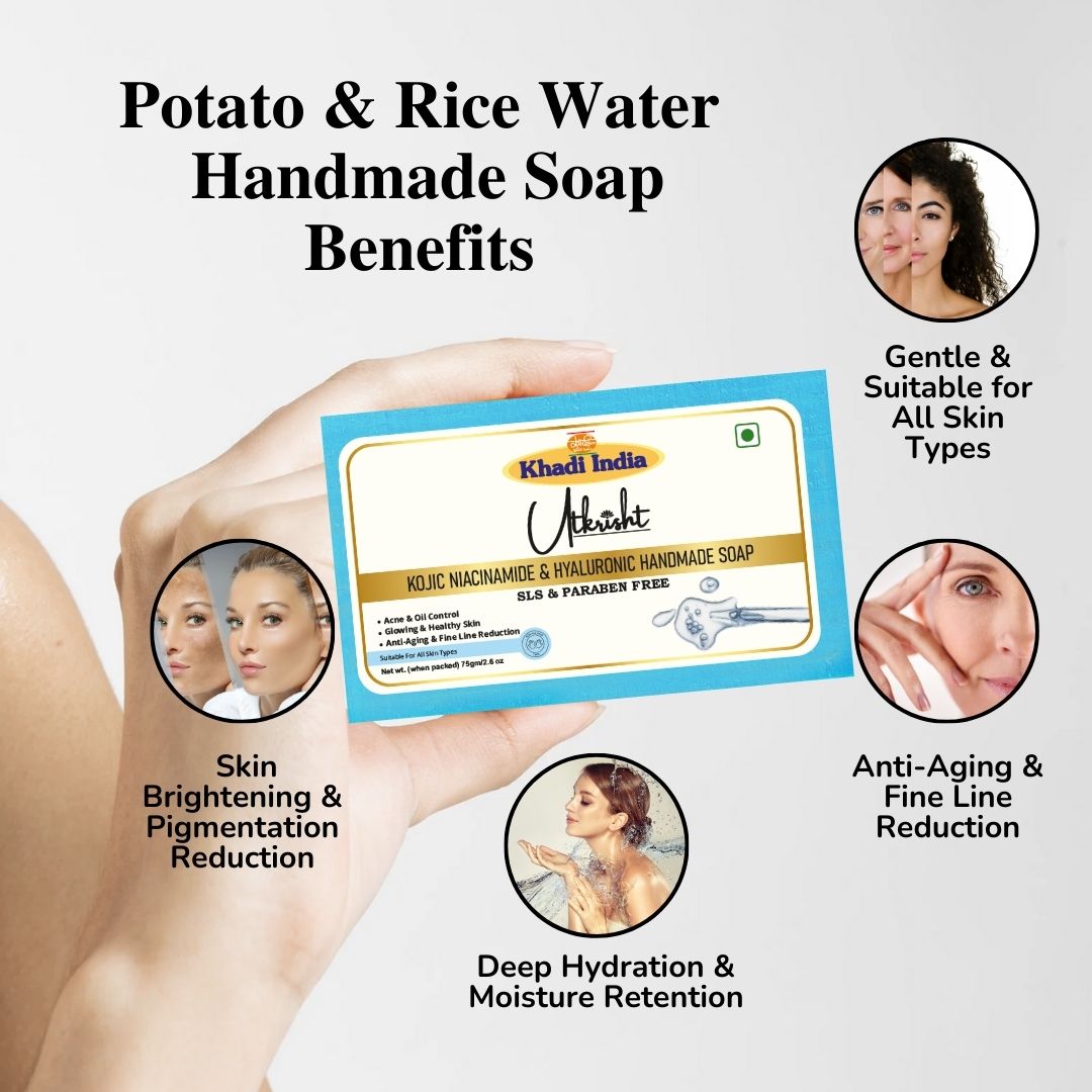 Utkrisht Khadi Kojic, Niacinamide & Hyaluronic Acid Soap (75g)