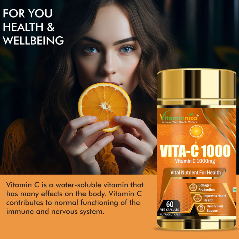 Vitaminnica Vita C 1000mg - Advanced Immune Support & Antioxidant, 60 Capsules