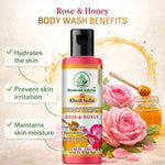 Bhudevam Naturals Khadi Rose & Honey Body Wash, Moisturizing & Nourishing Shower Gel for Soft Glowing Skin-210ML