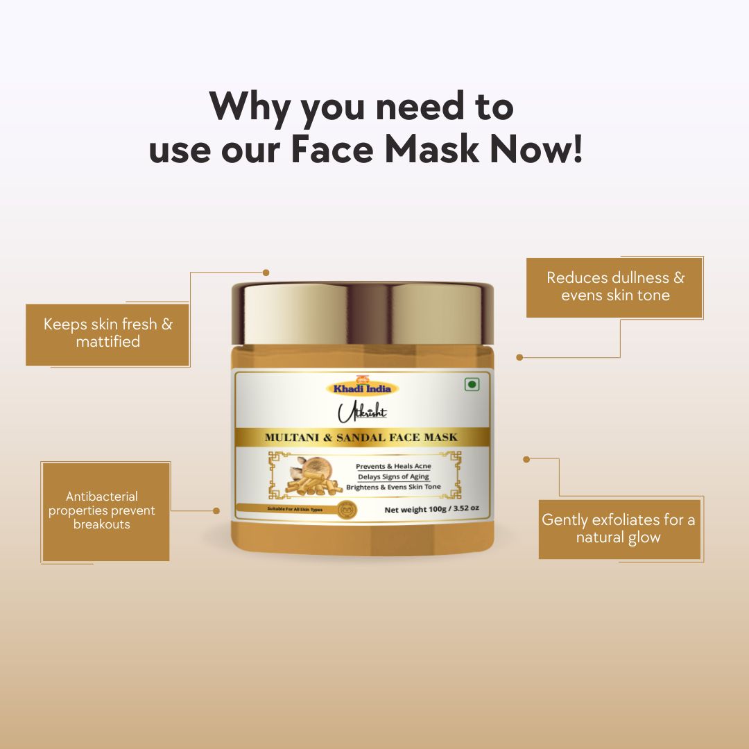 Khadi Herbal Multani Mitti & Sandal Face Pack (100gm Each)
