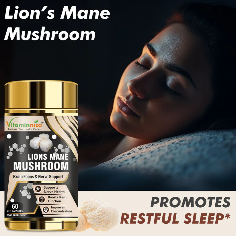 Vitaminnica Lion's Mane Mushroom Capsules - Brain Focus & Memory Support, 60 Count