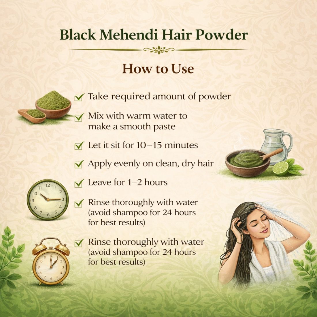 Kayee Ayurveda Black Mehendi Hair Powder, Herbal Hair Colour Powder for Black & Dark Brown-Looking Hair, Helps Cover the Appearance of Grey Hair, Traditional Mehendi Hair Care for Women & Men | 100 g