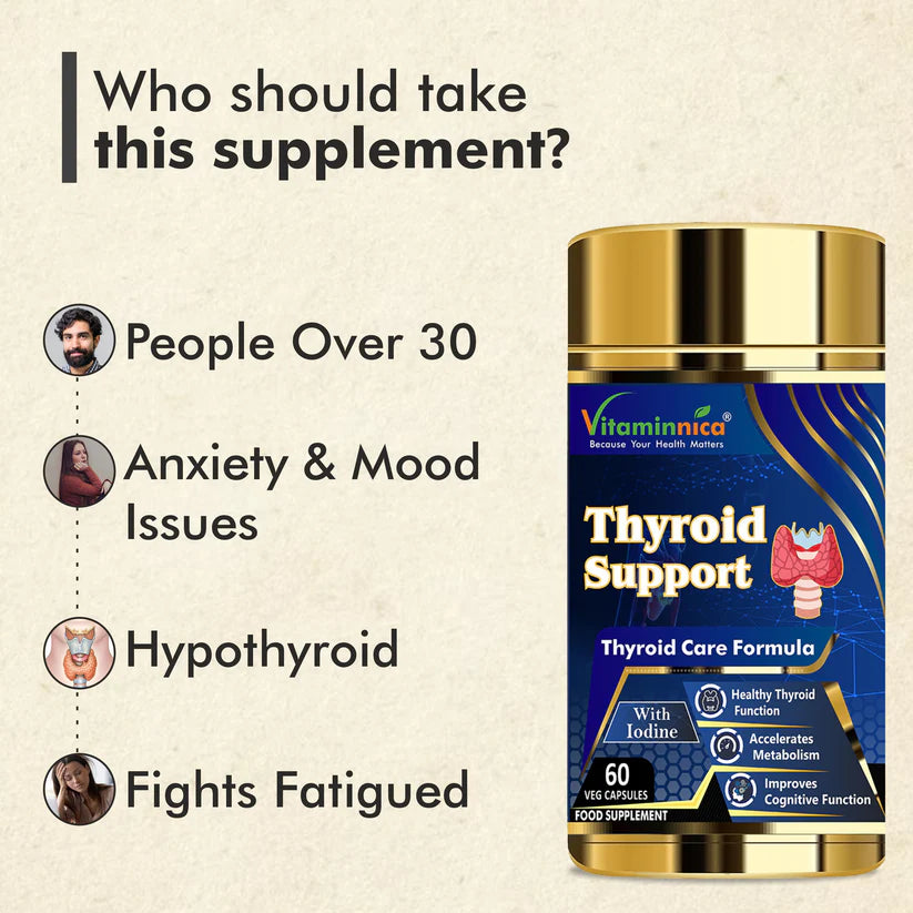 Vitaminnica Thyroid Support Complex Capsules - Healthy Metabolism, Energy & Focus, 60 Count