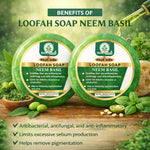 Bhudevam Naturals Khadi Neem & Basil Loofah Soap – Skin Purifying Exfoliating Soap Bar for Daily Use - 250GM (Pack of 2)