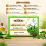 Bhudevam Naturals Khadi Handmade Neem Aloe Vera Soap – Anti-Acne & Skin Soothing Bath Soap- 500GM (Pack of 4)