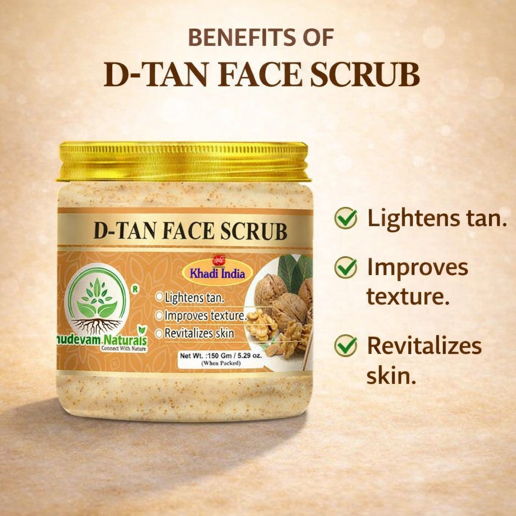 Bhudevam Naturals Khadi De-Tan Face Scrub for Tan Removal – Removes Dead Skin, Brightens Complexion & Improves Skin Texture-150GM