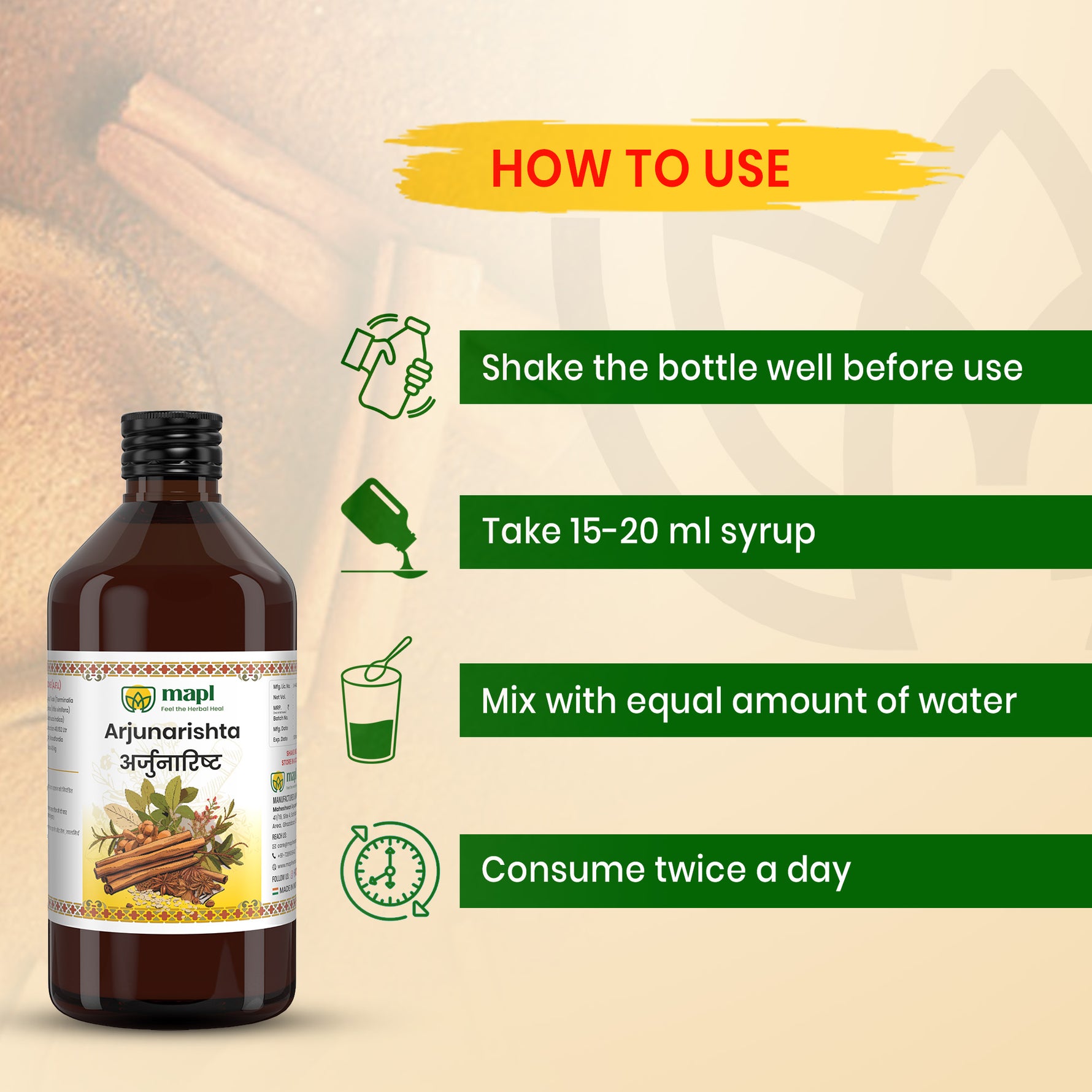 MAPL Herbal Arjunarishta 450ml Pack of 2