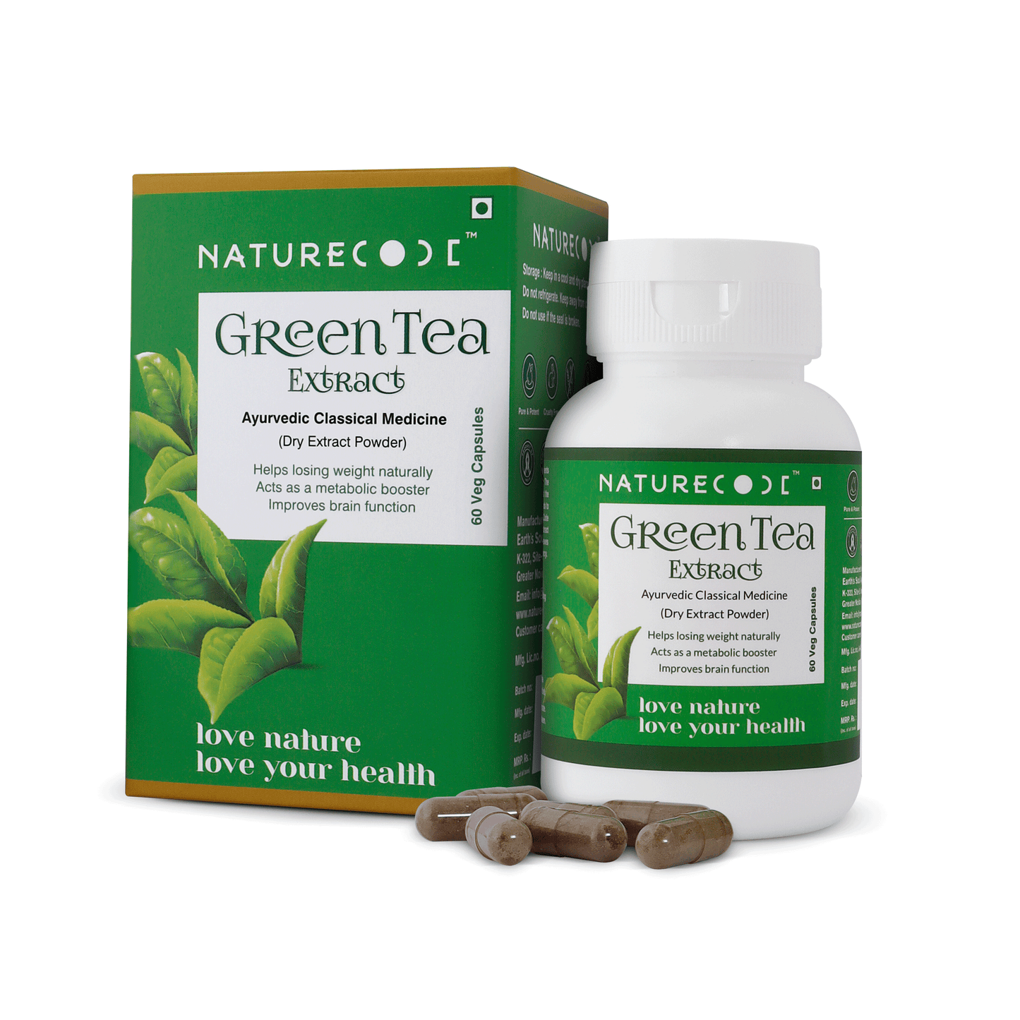 Nature Code Green Tea Extract Veg Capsule - 60 Capsules