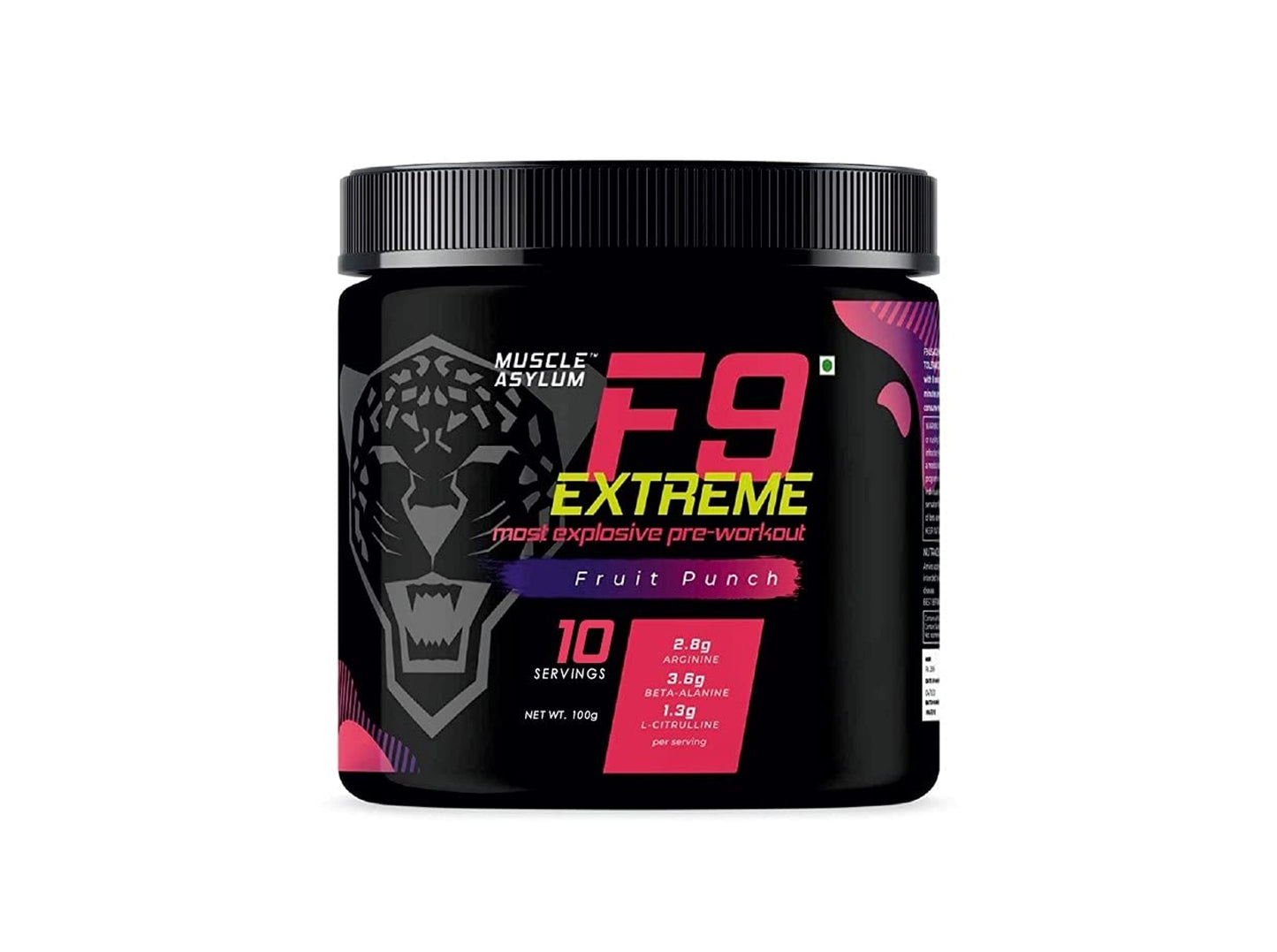 Muscle Asylum F9 Extreme Pre-Workout Energy Supplement Powder | High Caffeine + Beta Alanine - Fruit Punch