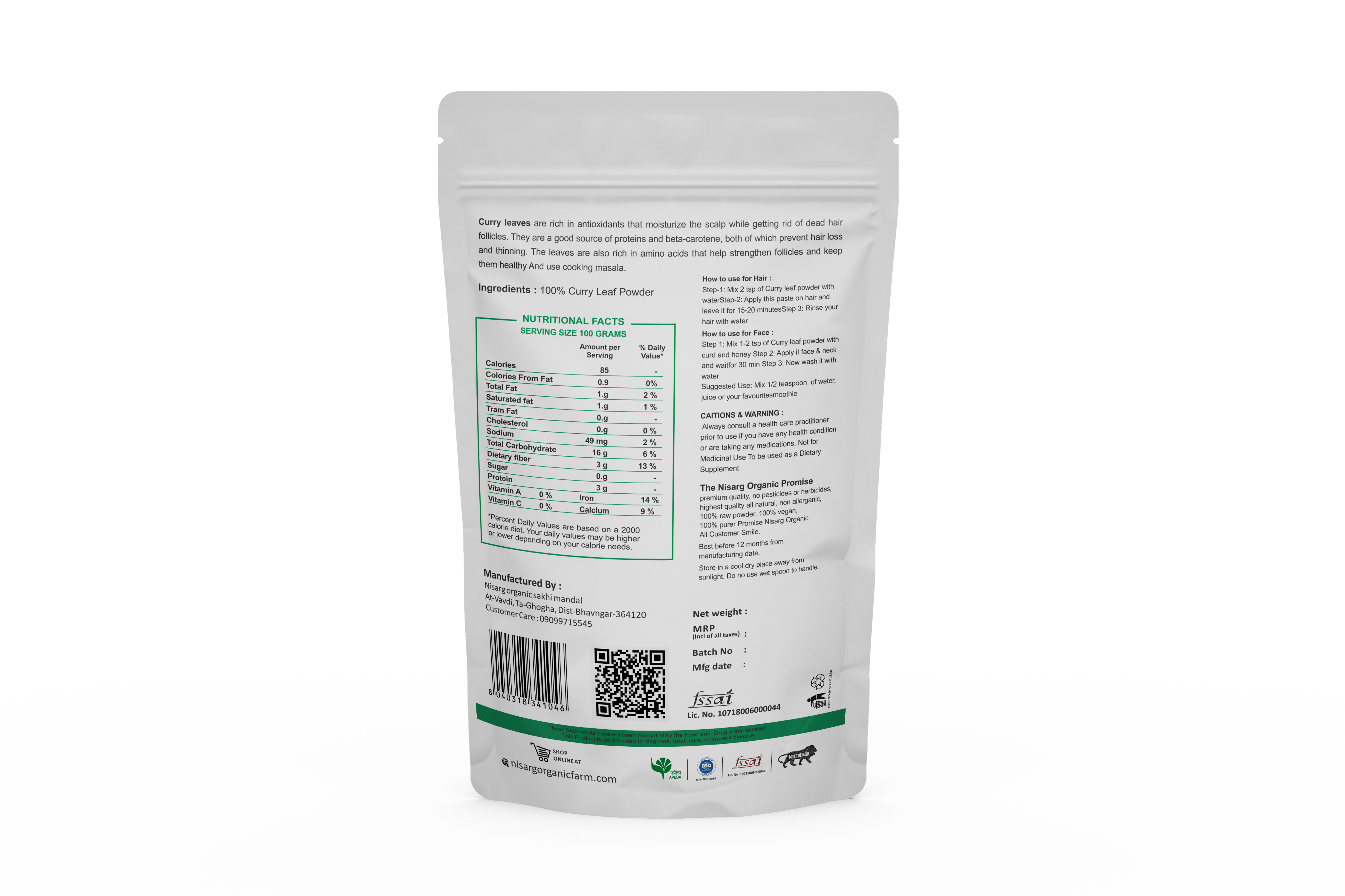 Nisarg Organic Farm Curry Leaf Powder
