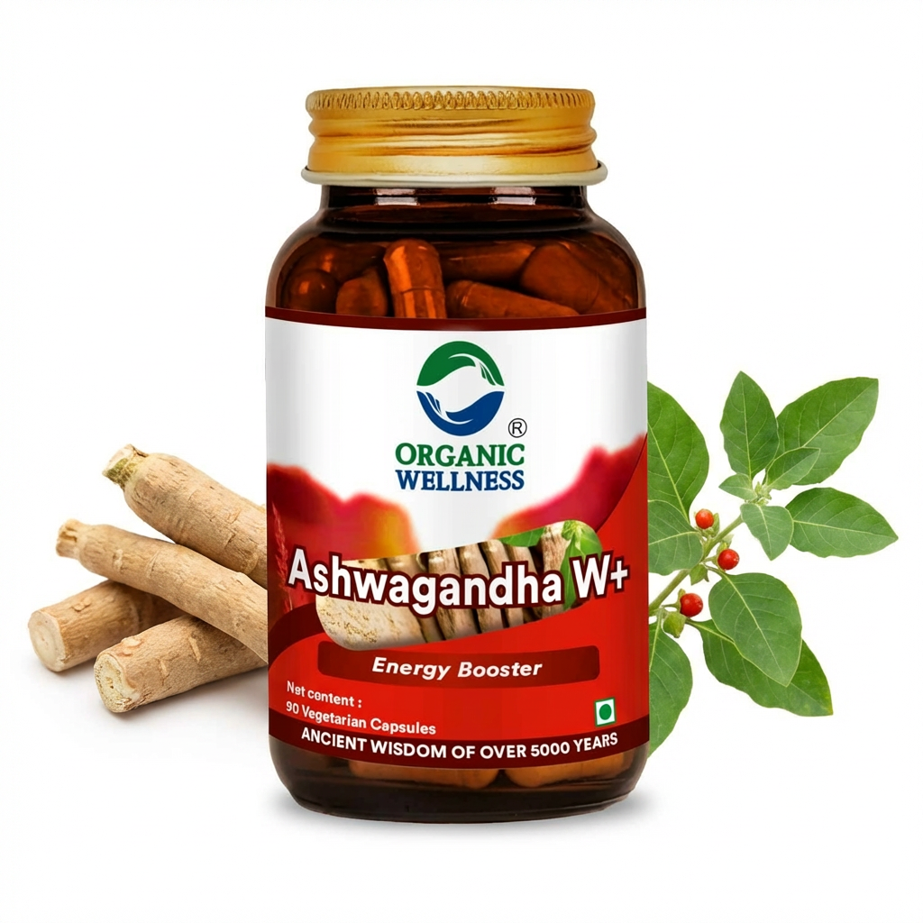 Organic Wellness Ashwagandha | Certified Ashwagandha | For Immunity, Stress Relief & General Wellness | 90 Capsule Bottle